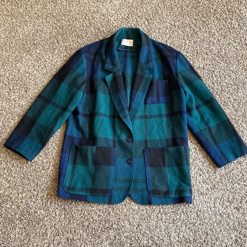 Vintage 100% virgin wool plaid blazer Pendleton made in the usa large